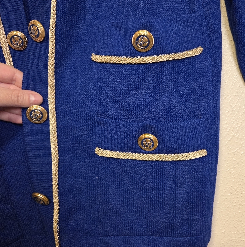 St. John Collection Marie Gray Military Jacket Cardigan Santana Knit Vintage - Picture 5 of 11